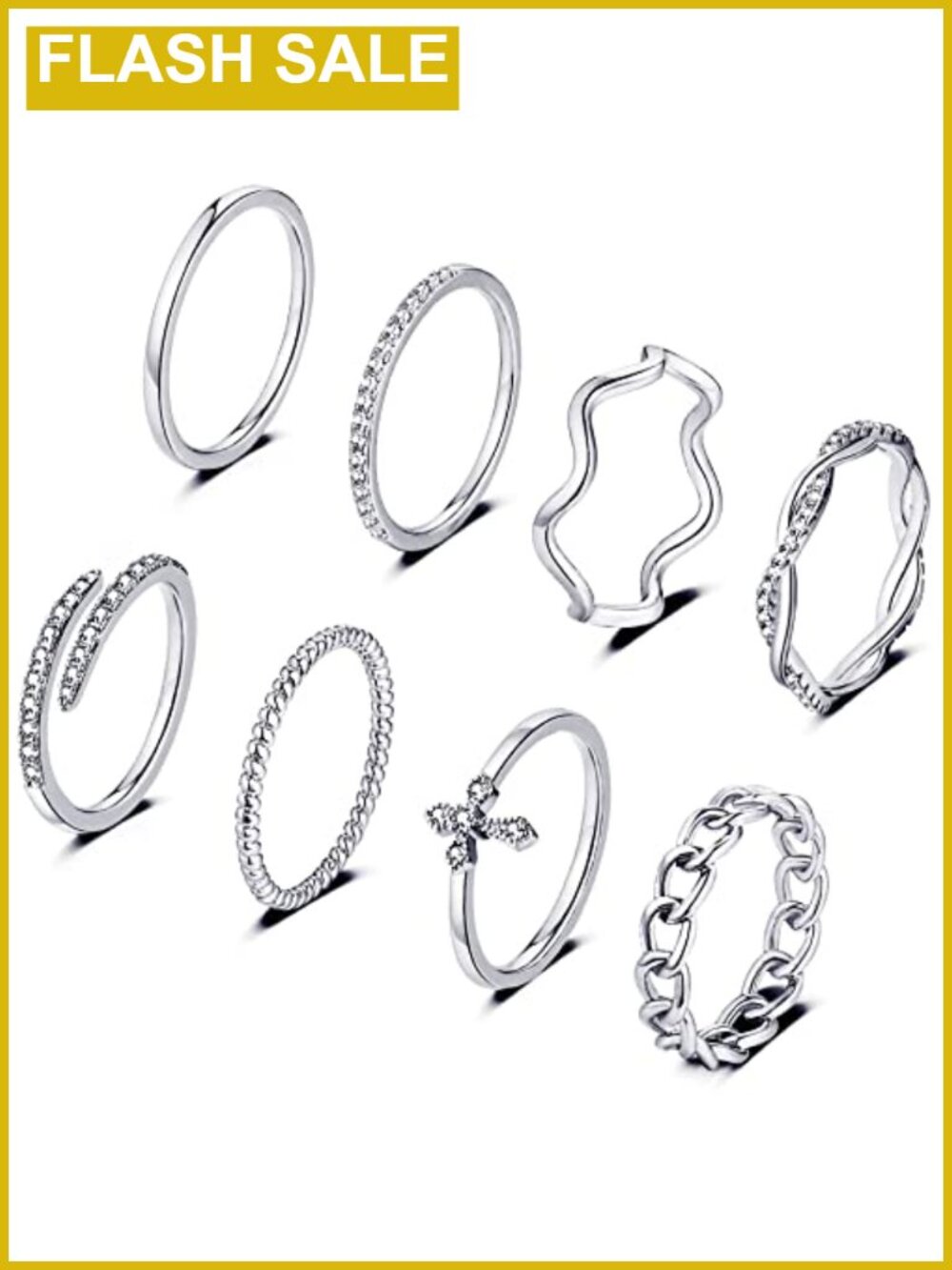 14K Gold Plated Stacking Rings Set for Women Thin Dainty Silver Rings Wedding